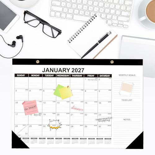 Image of GuassLee Desk Calendar 2026, 3 Packs, 18 Months Calendar 17 inch x 11.5 inch Desk Calendar from Jan. 2026 to Jun. 2027 with Julian Date, To-do List, Notes, Monthly Goals, for Home School Office