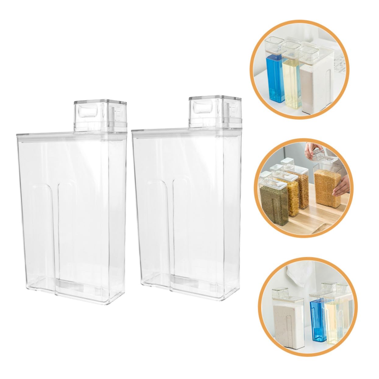 Gatuida 2 Piezas Depósito Detergente Transparente Reutilizable Cubo Almacenamiento Polvo Lavado Contenedor Práctico y Sellado para Hogar y Hotel