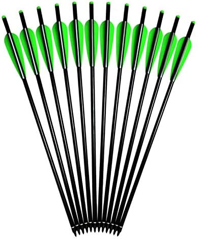 Archery World Crossbow Bolts 16 18 20 Inch Aluminum Arrows with 4" Vanes Moon Nocks for Hunting Shooting (Pack of 12)