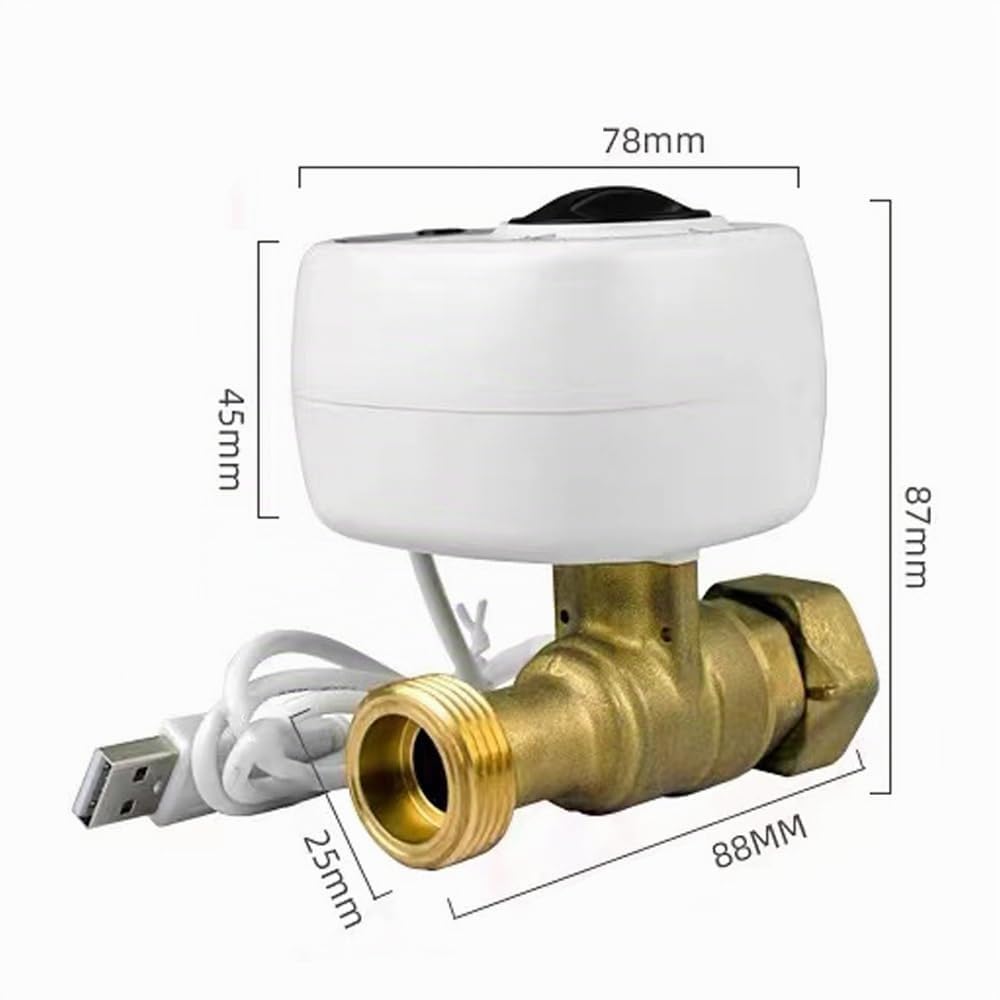 Válvula de bola inteligente WiFi, válvula de cierre automático de agua, compatible con control de aplicación/3 modos de temporización/alarma de fugas de agua y gas, asistente de inteligencia