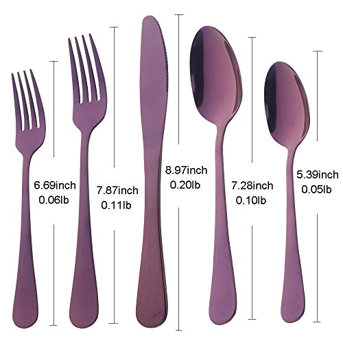 Ménagère 20 pièces bleue et violette pour 4 couverts modernes
