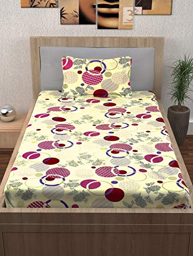 Image of Story@Home 210 TC Spark Collection Cotton 1 Single Bedsheet with 1 Pillow Cover (Cream)