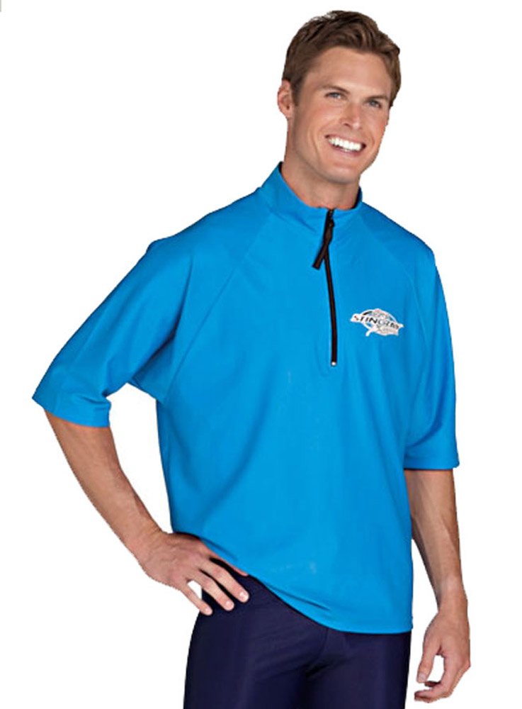 Plus Size Big Men & Women Rash Guard Zippered Loose Fit Swim Shirt