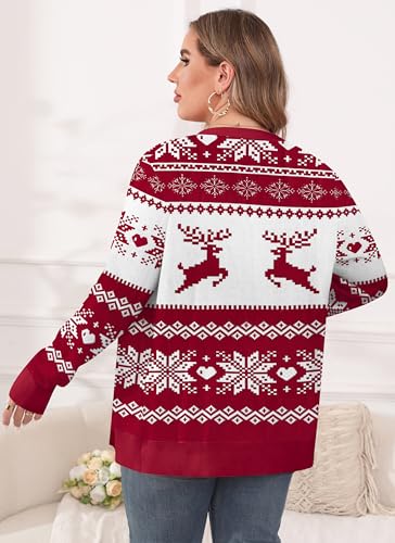 Image of TIANZHU Plus Size Cardigan for Women Button Open Front Long Sleeve V Neck Comfy Lightweight Sweaters XL-4XL