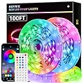 SINWE 100ft Led Lights for Bedroom,Music Sync Led Strip Lights with 44 Keys Remote and App Control,Color Changing RGB Led Lights for Room Home Kitchen Party Christmas Decoration (2 roll of 50ft)