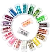 CIYOWTA Holographic Glitter, Chunky and Fine Glitter Mix, Set of 20 Colors 10g, Glitter for Craft...