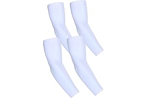2 Pair White Arm Sleeves Compression UV Protection Cooling Sun Sleeves