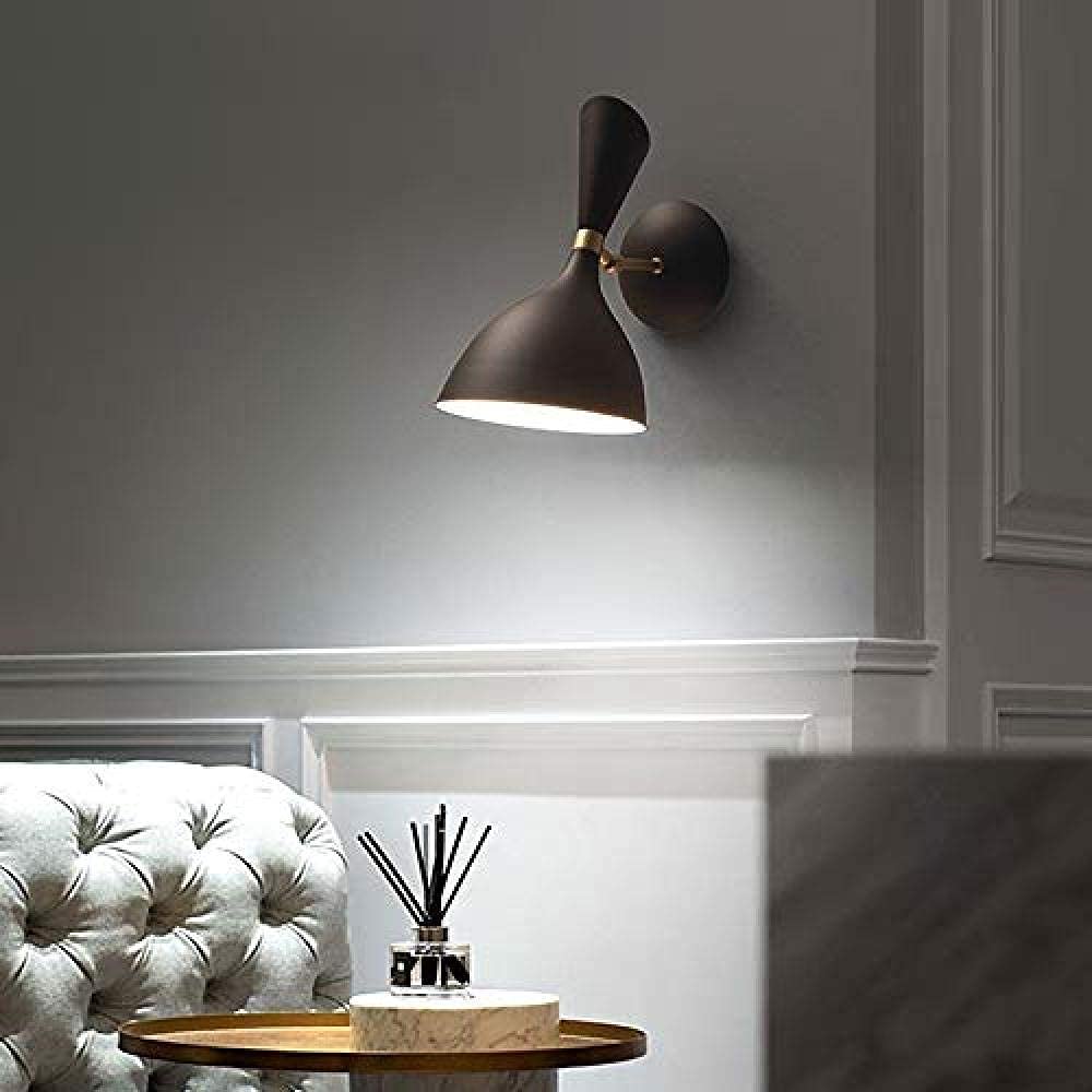 Novedad Lámpara de Pared, Pantalla Interior Blanco? Negro Led Interior Espejo de Baño Luz de Escalera Lámpara de Noche Lámpara de Dormitorio Lámpara de Dormitorio E27 Luz 110V-220V Negro