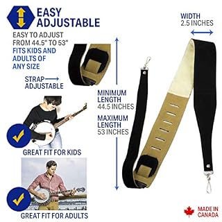 Perri's Leathers Ltd. - Sangle de Banjo - Rembourrage en Peau de Mouton - Cuir - Longueur Ajustable - Fabriquée au… – Image 2