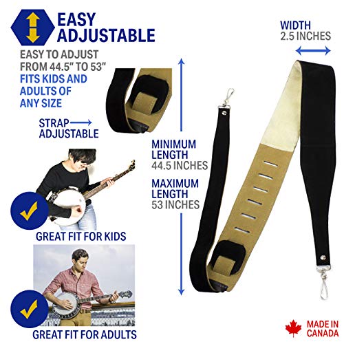 Perri’s Leathers Ltd. – Sangle de Banjo – Rembourrage en Peau de Mouton – Cuir – Longueur Ajustable – Fabriquée au… - Les Beatles, Paul McCartney, John Lennon, RIngo Starr, George Harrison Perri's Leathers Ltd. - Sangle de Banjo - Rembourrage en Peau de Mouton - Cuir - Longueur Ajustable - Fabriquée au… – Image 3
