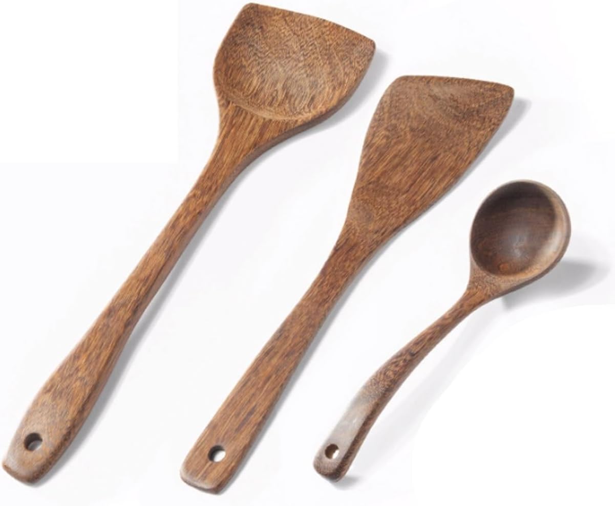 Cooking Spoons Spatulas Wood Gadgets Utensils Kitchen Cookware Bakeware Tools 5 Pieces Sets