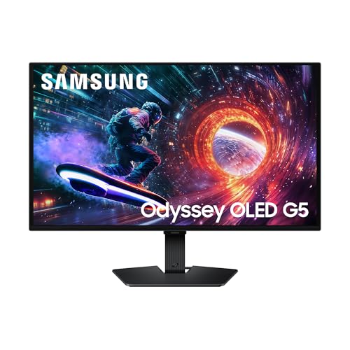 Samsung 27 Zoll Odyssey G50SF Gaming Monitor, PC-Bildschirm mit QD-OLED, 2.560 x 1.440 Pixel (QHD), 180 Hz, 0,03 ms (G/G), AMD FreeSync, NVIDIA G-Sync, Glare Free, HDR10, LS27FG506SUXEN