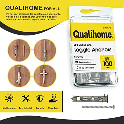 Qualihome HM-14249 Heavy Duty Drywall Anchors And Screws Kit Including Self-Drillingtoggle Anchors & Screws thumb #4