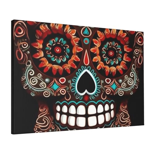 Œuvres d'art sur toile motif crânes en sucre pour habiller un mur vide facilement