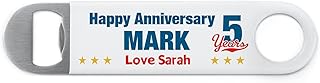 1st 5th 10th Anniversary Bottle Opener Gift For Him, PERSONALISED Beer Bottle Opener Gift for Boyfriend Husband, Anniversary Gift From Girlfriend Wife, Metal Anniversary Gift