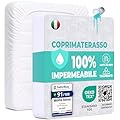 Coprimaterasso Singolo Impermeabile 90x190 cm Lenzuolo con Angoli Bianco in Cotone e Microfibra Protezione per Letto Salva Materasso Traversa Traspirante Anallergico Lavabile in Lavatrice