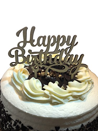 HAPPY BIRTHDAY Wood Cake Topper - Celebration Party Decorating Pick Supplies - Unisex Brown Wooden Cake Toppers - Decor Decorations by Jolly Jon HAPPY BIRTHDAY Wood Cake Topper - Celebration Party Decorating Pick Supplies - Unisex Brown Wooden Cake Toppers - Decor Decorations by Jolly Jon