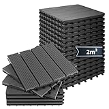 Montafox WPC Fliesen 30 x 30 cm 22 Stück / 2m² Grau Terrassenfliesen Klicksystem Fliese Holzoptik Bodenbelag Klickfliesen Terrasse Balkon, Größe (Fläche):2 m² | 22 Fliesen, Farbe:Grau