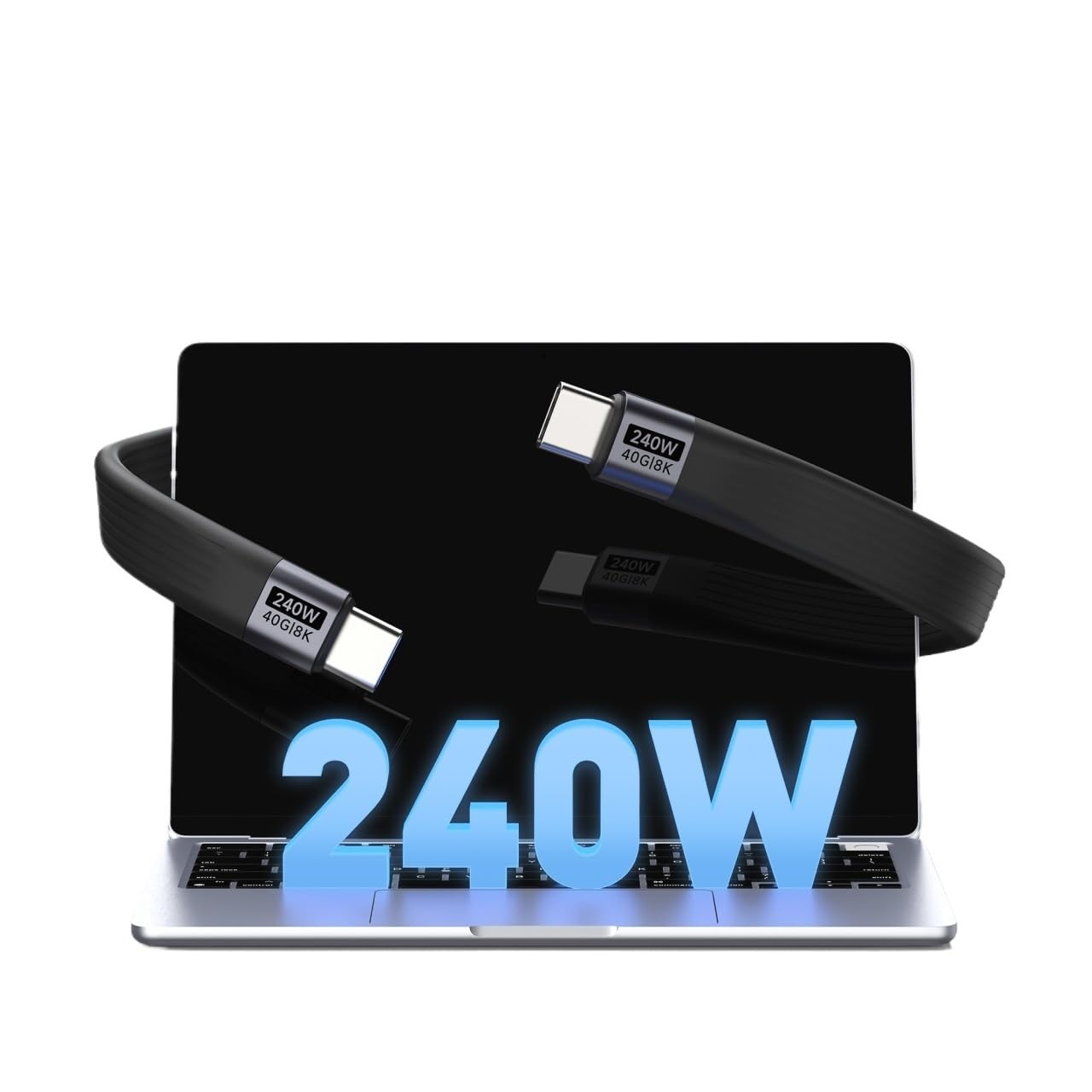 PD 240W USB C cavo di ricarica*/ing per cavo USB4 portachiavi portatile 40Gbps trasferimento dati cavo tipo C (nero)
