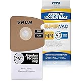 VEVA 40 Pack Premium SuperVac Replacement Vacuum Bags Type MM Compatible with Eureka Mighty Mite Canister Vacuum Cleaners Style MM Model 3670, 3680, 60295A, 60295B & 60297A