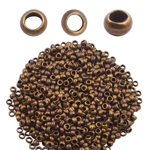 Bonayuanda Pack Of 1000 Tiny Metal Crimp Spacer Stopper Beads 2Mm For Jewelry Making (Bronze) #TOP3
