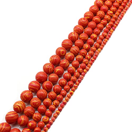 Amazon.co.jp: 赤オレンジラカスストライプマラカイト合成石ラウンド