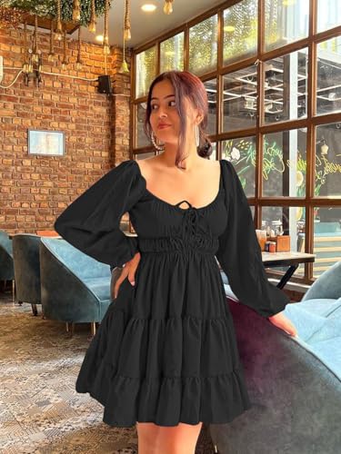 Image of Leriya Fashion Mini Dress for Women | One Piece Dresses for Womens | Stylish Dress for Woman |Mini Dresses Rayon for Women Stylish |Summer Casual Outfit Wear Events, Date & Evening Look