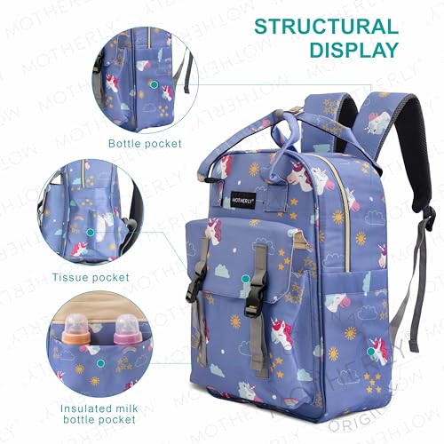 Image of Motherly Printed Diaper Bag for Mothers for Travel, Maternity Bag for Newborn Baby, Mothers Travelling Bag, Multiple Pocket Water Resistant Baby Bag, Hospital Bag for moms (Pagasus & Starry Sky)