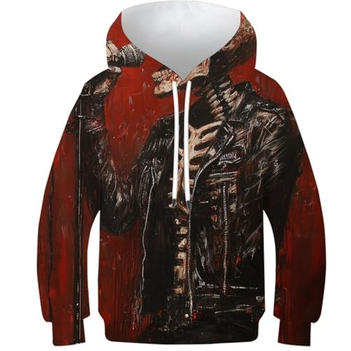 Sweat-shirt à capuche skull rocker le cadeau original pour ado de 12-14 ans