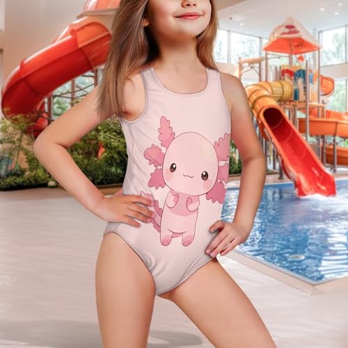 Image of Girls One Piece Swimsuits Axolotl Cross Back Swimwear Beach Summer Quick Dry Beach Bathing Suit
