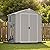Greesum 6x4FT Plastic Outdoor Storage Shed with Floor, Resin Sheds with Lockable Double Door, All-Weather Tool Sheds with Window and Vents, for Garden, Backyard, Patio, Light Gray
