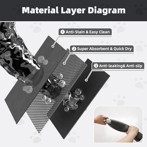 Image of PADOOR Pet Feeding Mat-Absorbent Dog Mat for Food and Water Bowl-No Stains Easy Clean Dog Food Mat-Quick Dry Water Dispenser-Puppy Supplies Accessories
