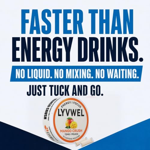 Image of LyvWel 72mg Caffeine Pouches, Peach Sweet Tea, 5-Pack, 80 Count
