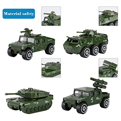 Hautton Diecast Military Toy Vehicles, 6 Pack Alloy Metal Army Toys Model Cars Playset Tank, Panzer, Attack Helicopter, Anti-Air Vehicle, Scout Helicopter Gift For Kids Boys Toddlers #TOP4