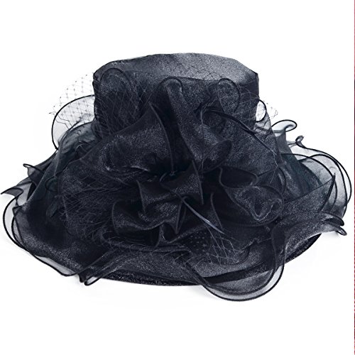Vecry Women Church Derby Hats Tea Party Bridal Dress Wedding Hat (42Black) #TOP1