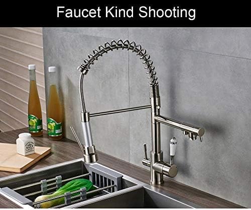 Mitigeur cuisine purification eau robinet double bec nickel brossé évier