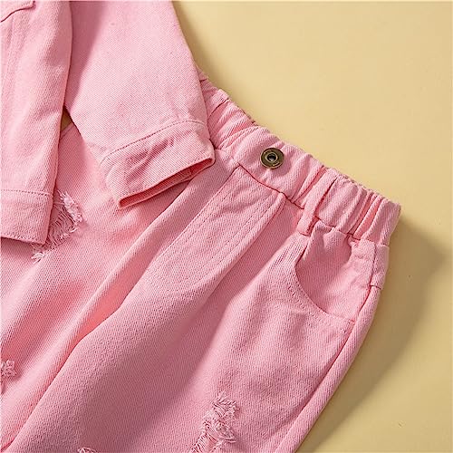 Toddler Boys Jacket Pants Sets 2pc Plain Button-Down Collar Coats with Pockets and Ripped Long Pants Fall Casual Basic3