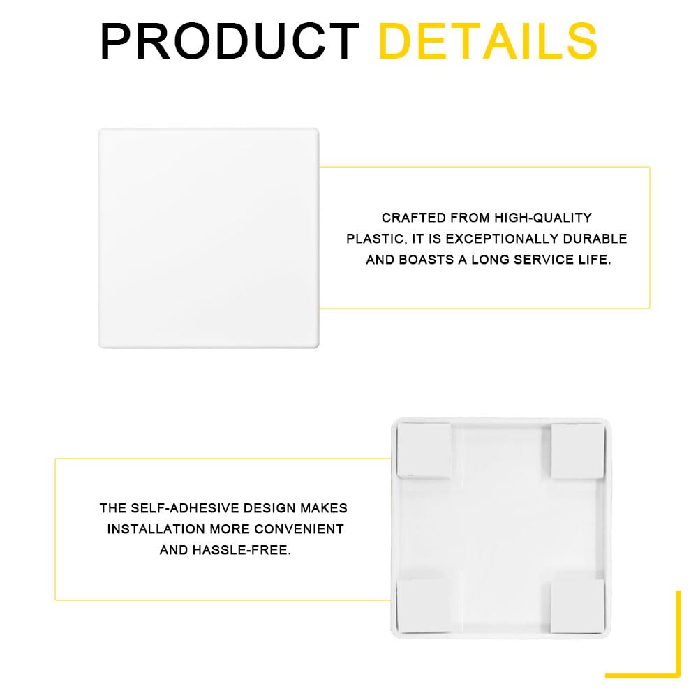 2 copriprese autoadesive da incasso, 86 × 86 mm in plastica bianca, coperture elettriche per prese o interruttori inutilizzati