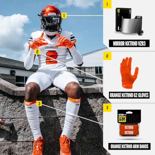 1 Pair Nxtrnd Bicep Bands, Sweat-Absorbent Arm Sweatbands, Football Accessory (Orange) - Thumbnail 5