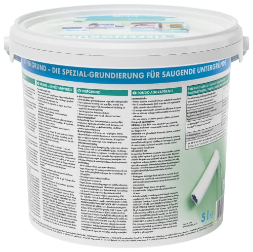 Knauf Tiefengrund, tiefenwirkende Grundierung für saugende Untergründe – Primer, Haft-Vermittler zum Auftragen von Farbe und Schutz – gebrauchsfertig, lösemittelfrei und schnell trocknend, 5-l