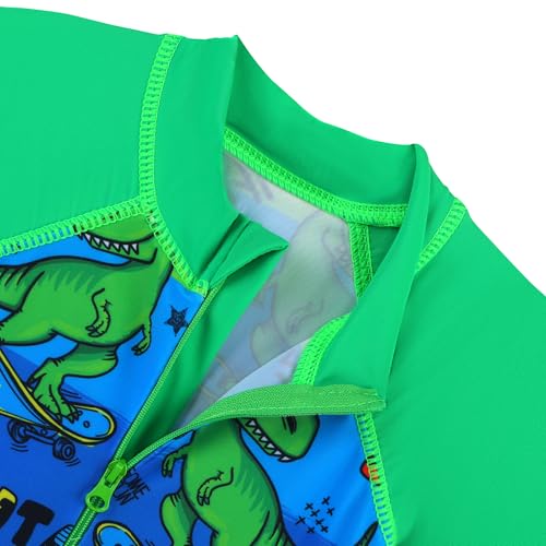 Image of HUAANIUE Toddler Boy Swimsuit Rashguard One-Piece Swimwear 0-6 Years | UPF 50+ sun protection, front zipper with chin guard, 4-way stretch quick-dry fabric, flatlock seams anti-chafing