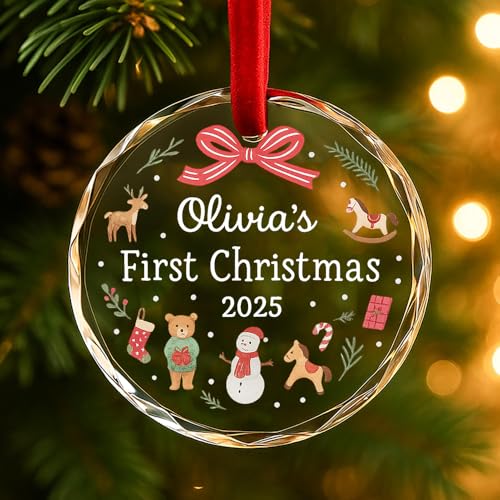 Personalized Baby’s First Christmas Ornament 2025, Custom Ac