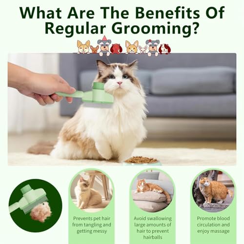 Image of Self-Cleaning Cat & Dog Comb - 2-in-1 Pet Hair Removal with Stainless Steel Teeth, Easy Release Button, for Shedding, Detangling & Grooming