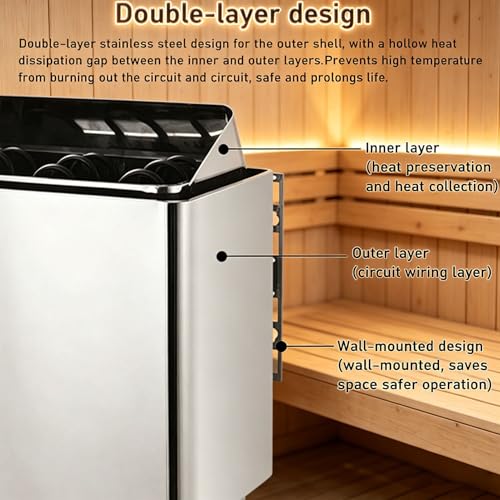 Poêle de sauna sec 6KW 380V en acier inoxydable avec télécommande - 4