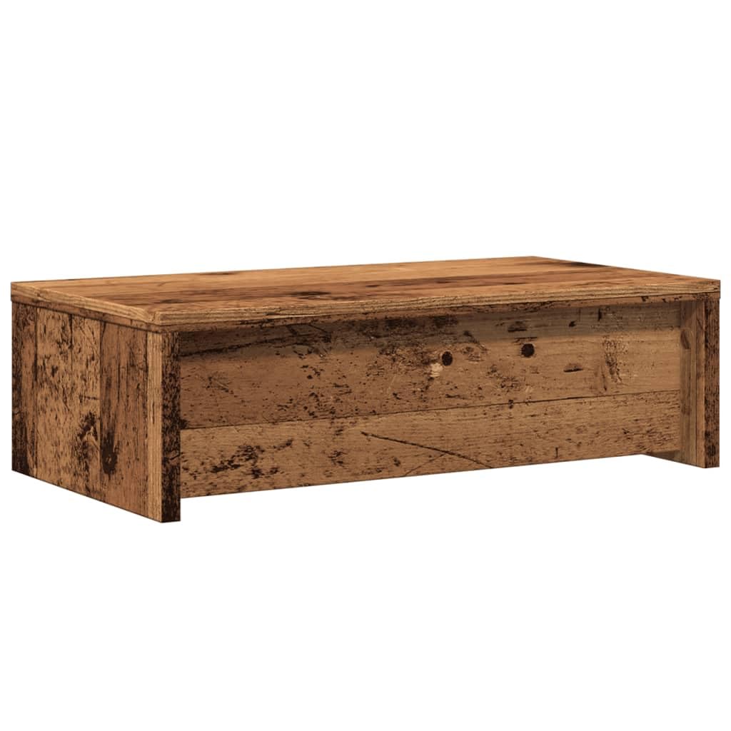 Supporto per monitor con cassetti, effetto legno anticato, 50 x 27 x 15 cm, organizer da scrivania per ufficio, casa, con spazio di archiviazione, superficie ergonomica