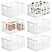 mDesign Juego de 6 cestas de almacenaje para toda la casa – Organizador de cocina, despensa, baño y más – Caja multiusos de alambre de metal, compacta y universal – blanco