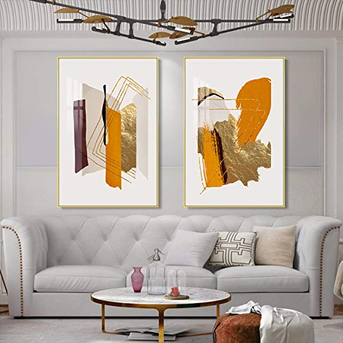Peinture abstraite or pour salon et décoration murale de bureau moderne