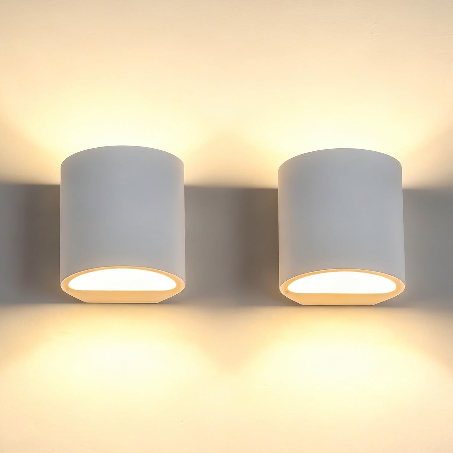 2 Piezas Aplique de Pared Interior en Yeso con G9 LED 3W Bombillas, Lámpara de Pared Moderna Blanco Cálido para Salón, Dormitorio, Escalera, Pasillo