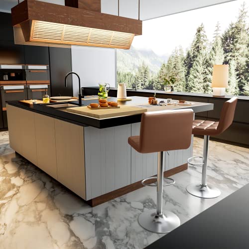 image for Homall Bar Stools Modern PU Leather Adjustable Swivel Barstools, Armle