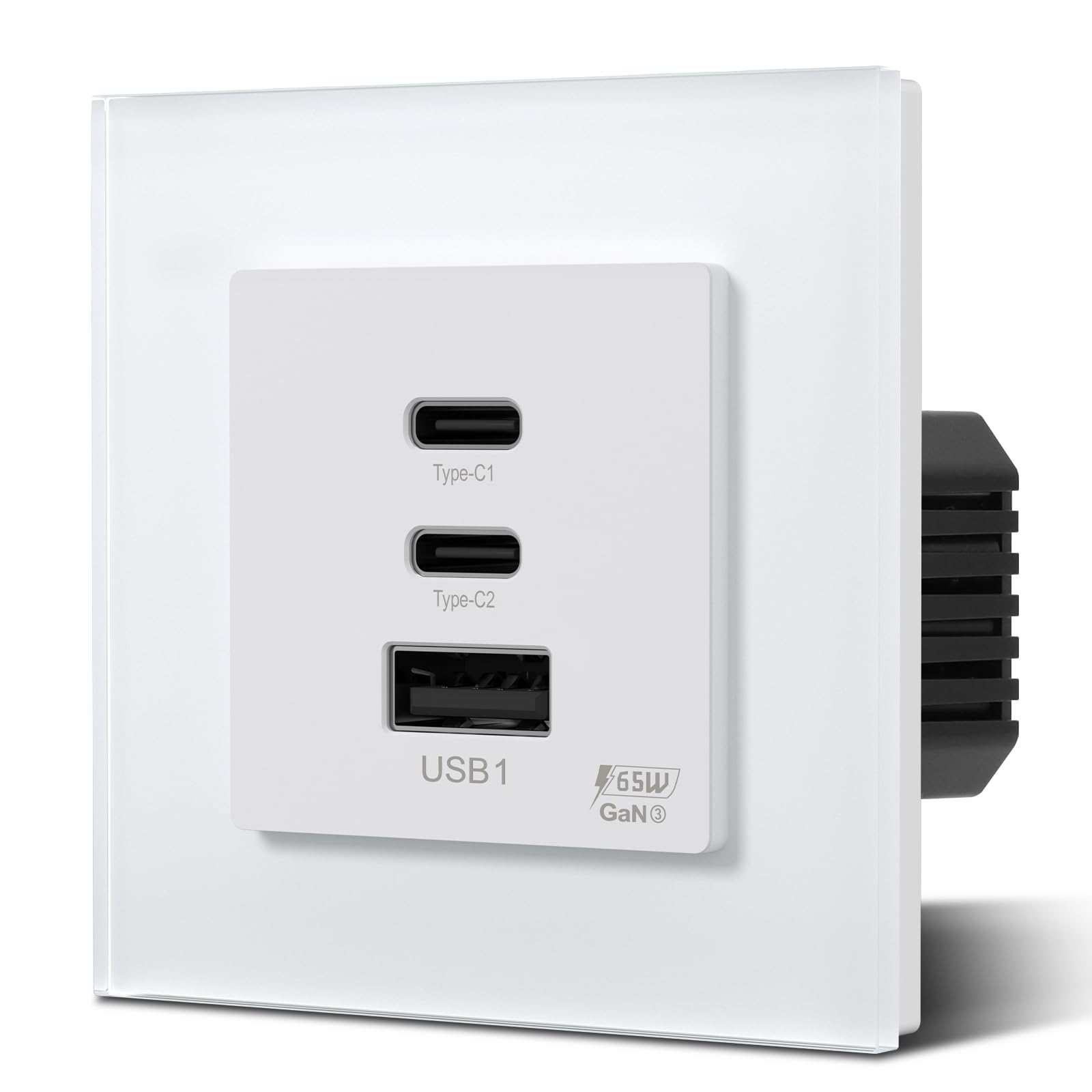 BSEED Enchufe Pared con 20W USB y Tipo C,Enchufe USB C de Cristal,Carga Rápida,3 en 1，Fácil Instalación,1 Enchufe,86mm Blanco — view 57